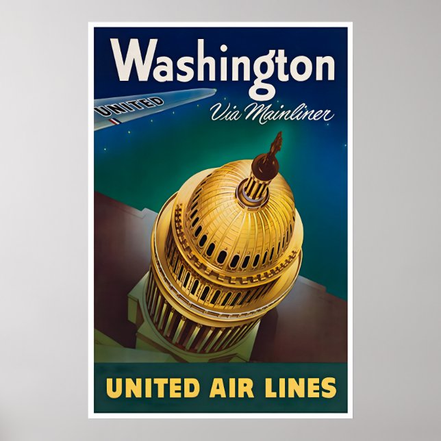 Cartel de viaje de arte de Washington DC Impresión (Frente)