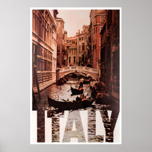 Cartel de viaje de arte italiano de Venecia Italia