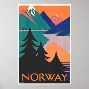 Cartel de viaje de arte noruego (H1525)a