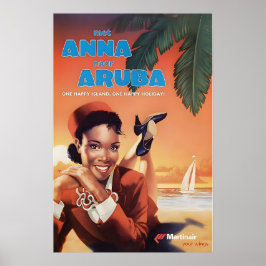 Cartel de viaje de Aruba Art Martinair, impresión