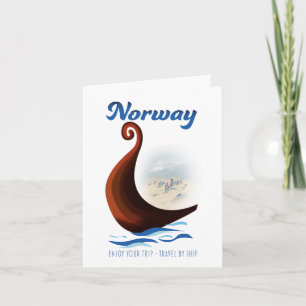 Cartel de viaje de barco largo de Noruega