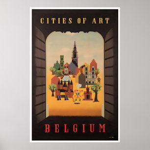 Cartel de viaje de Bélgica Ciudad de Arte Sign
