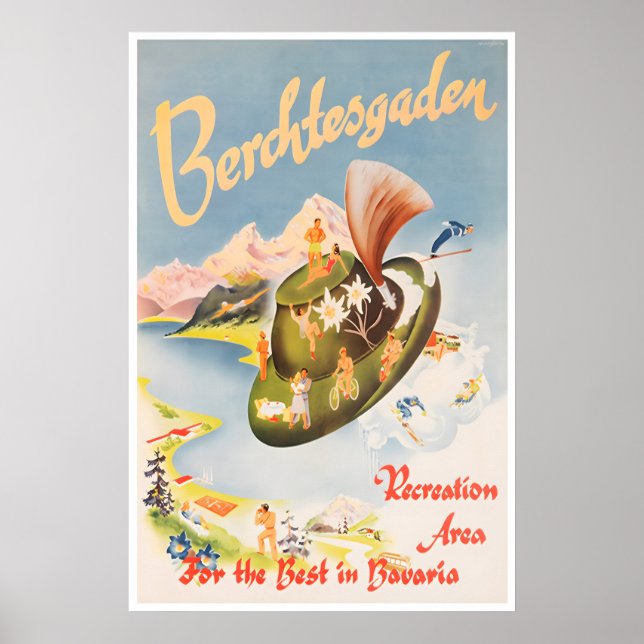 Cartel de viaje de Berchtesgaden arte Baviera Alem (Frente)