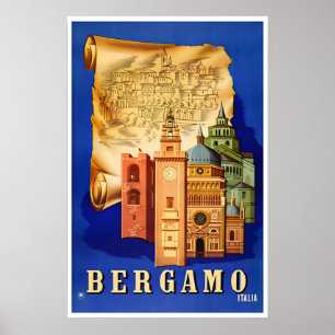 Cartel de viaje de Bergamo Italia Arte italiano