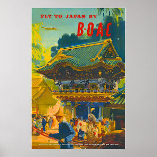 Cartel de viaje de BOAC de arte japonés de Japón