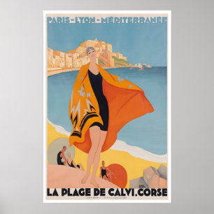 Cartel de viaje de Calvi Print Francia Arte Francé