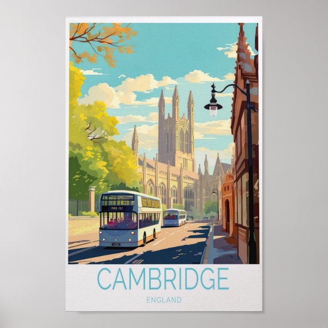 Cartel de viaje de Cambridge - Arte en pared de In (Frente)