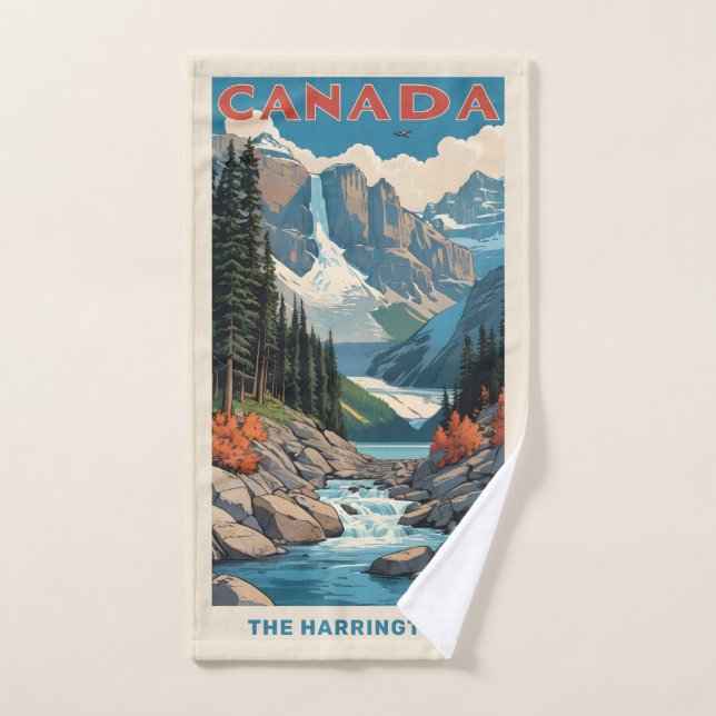 Cartel de viaje de Canadá con nombre personalizado (Toalla de mano)