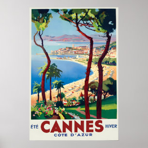 Cartel de viaje de Cannes Francia Arte de impresió