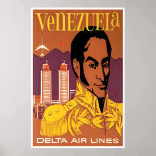 Cartel de viaje de Caracas arte Venezuela impresió