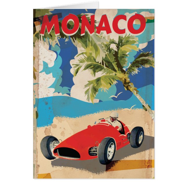 CARTEL DE VIAJE DE CARRERAS DE MONACO VINTAGE (Frente)