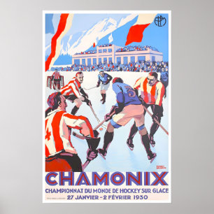 Cartel de viaje de Chamonix Arte de Hockey sobre H