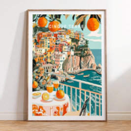 Cartel de viaje de Cinque Terre, impresión de viaj