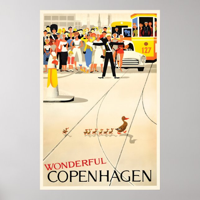 Cartel de viaje de Copenhague Vintage Impresión de (Frente)