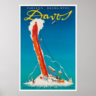 Cartel de viaje de Davos Suiza Arte Impresión de d