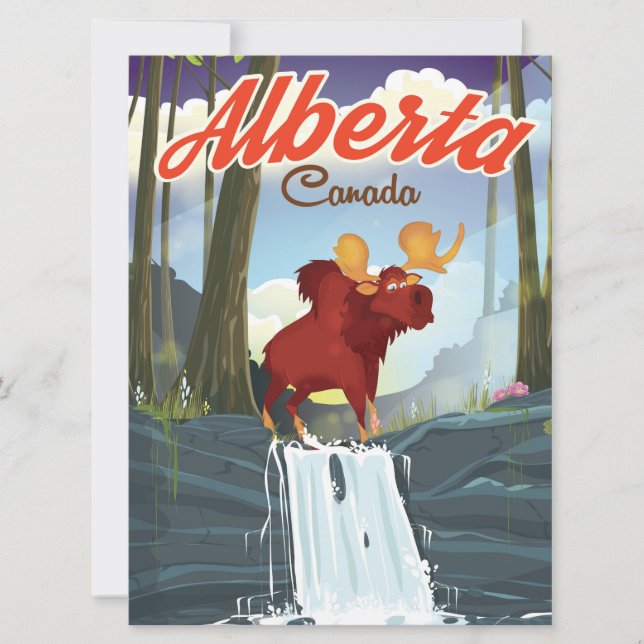 Cartel de viaje de dibujos animados de Alberta Can (Anverso)