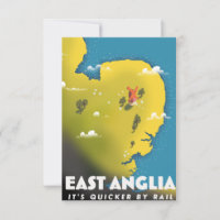 Cartel de viaje de East Anglia. Postal