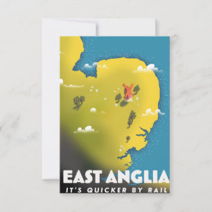Cartel de viaje de East Anglia. Postal