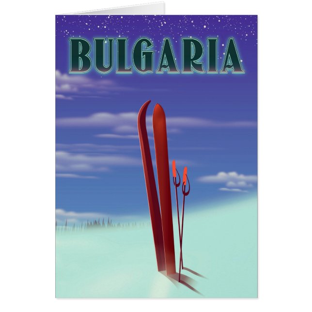 cartel de viaje de esquí a Bulgaria (Frente)