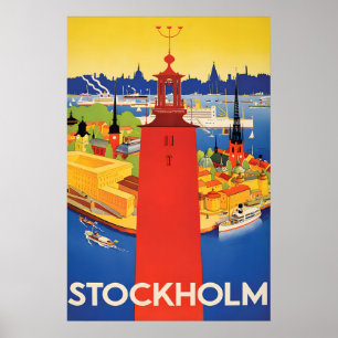 Cartel de viaje de Estocolmo Suecia Arte de pared 
