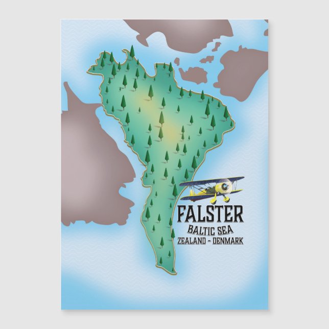 Cartel de viaje de Falster Island Dinamarca. (Anverso)