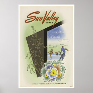 Cartel de viaje de Idaho de arte de Sun Valley Imp