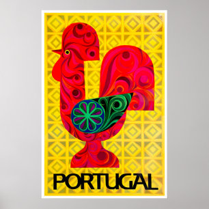 Cartel de viaje de impresión de gallo de arte de P
