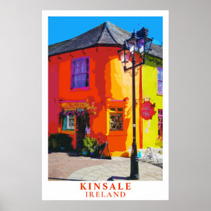 Cartel de viaje de Kinsale Irlanda Arte de ciudad