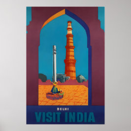 Cartel de viaje de la India de arte de Delhi Impre