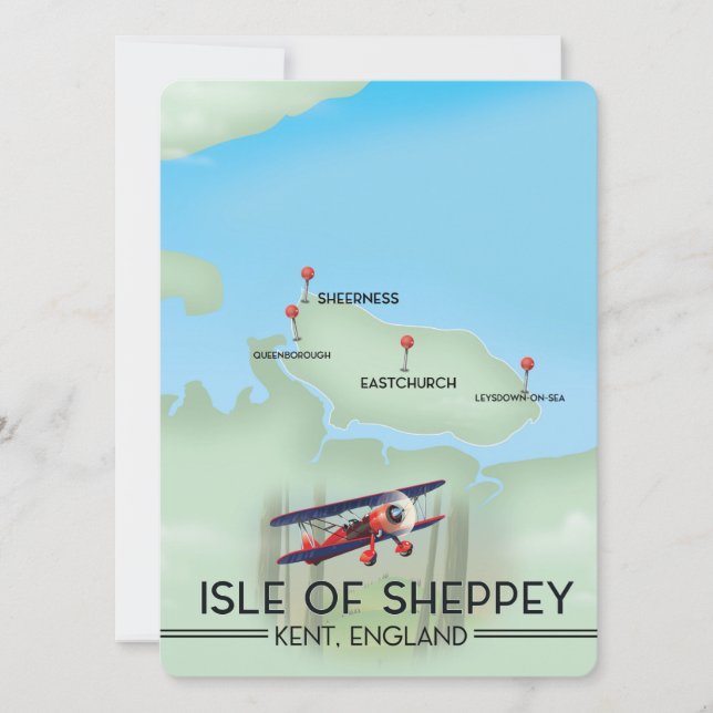 cartel de viaje de la isla de Sheppey Kent Inglate (Anverso)