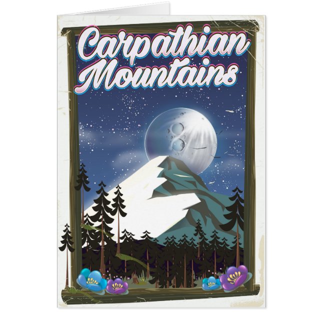 Cartel de viaje de las montañas de los Cárpatos (Frente)