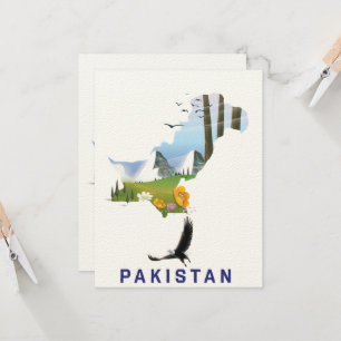 cartel de viaje de Pakistán mapa