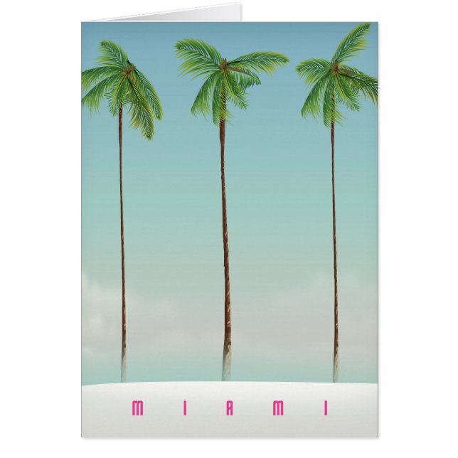 Cartel de viaje de palmeras de Miami, Florida. (Frente)