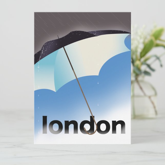 Cartel de viaje de paraguas de Londres (Anverso de pie)
