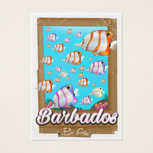 Cartel de viaje de peces tropicales de Barbados