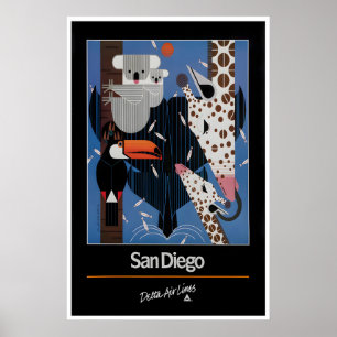 Cartel de viaje de San Diego California Arte del Z