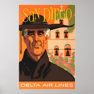 Cartel de viaje de San Diego Print Delta Arte de C
