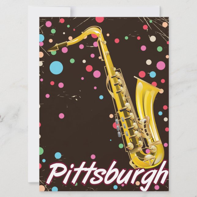 Cartel de viaje de Saxofón de Pittsburgh. (Anverso)