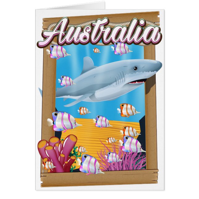 Cartel de viaje de tiburón submarino de Australia (Frente)