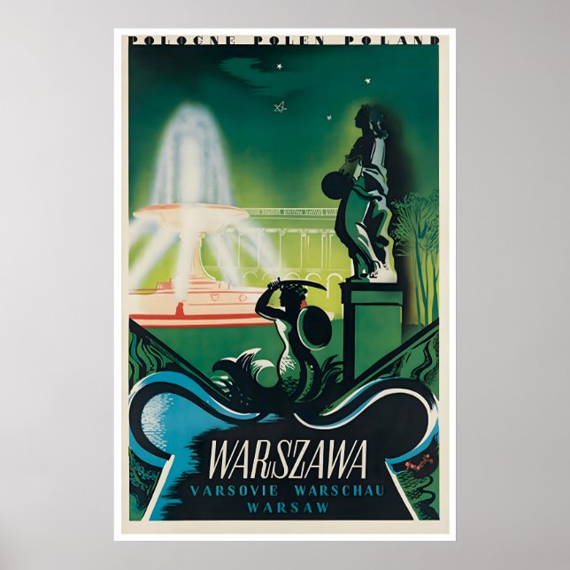 Cartel de viaje de Varsovia Polonia Arte polaco (Frente)