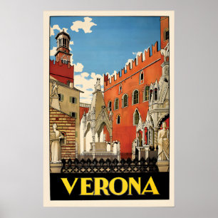 Cartel de viaje de Verona Italia Arte de impresión