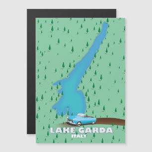 cartel de viaje del lago de Garda Italia mapa