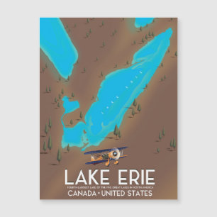 Cartel de viaje del lago Erie, lago de EE. UU.