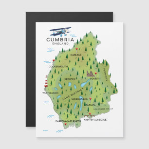 Cartel de viaje del mapa de Cumbria Inglaterra.