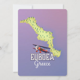 Cartel de viaje del mapa de Eubea Grecia