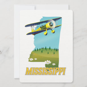 Cartel de viaje del Mapa de la Vintage de Misisipi