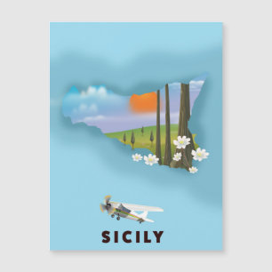 Cartel de viaje del mapa ilustrado de Sicilia
