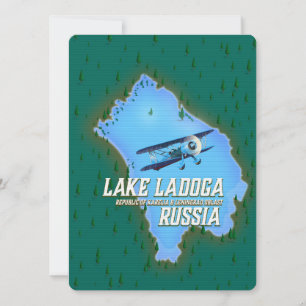 Cartel de viaje del mapa ruso del lago Ladoga