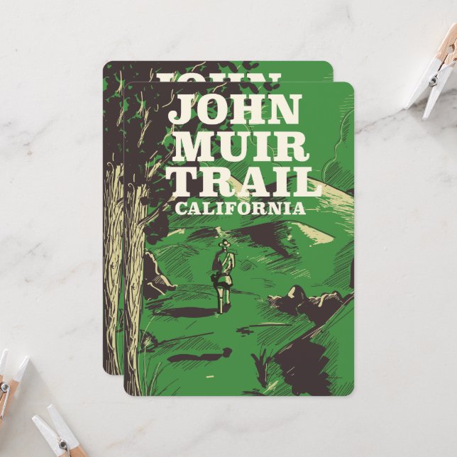 Cartel de viaje del sendero John Muir California. (Anverso/Reverso In Situ)