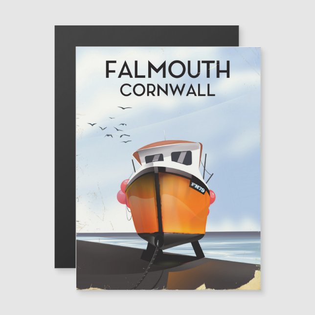 Cartel de viaje en barco pesquero Falmouth Cornwal (Anverso/Reverso)